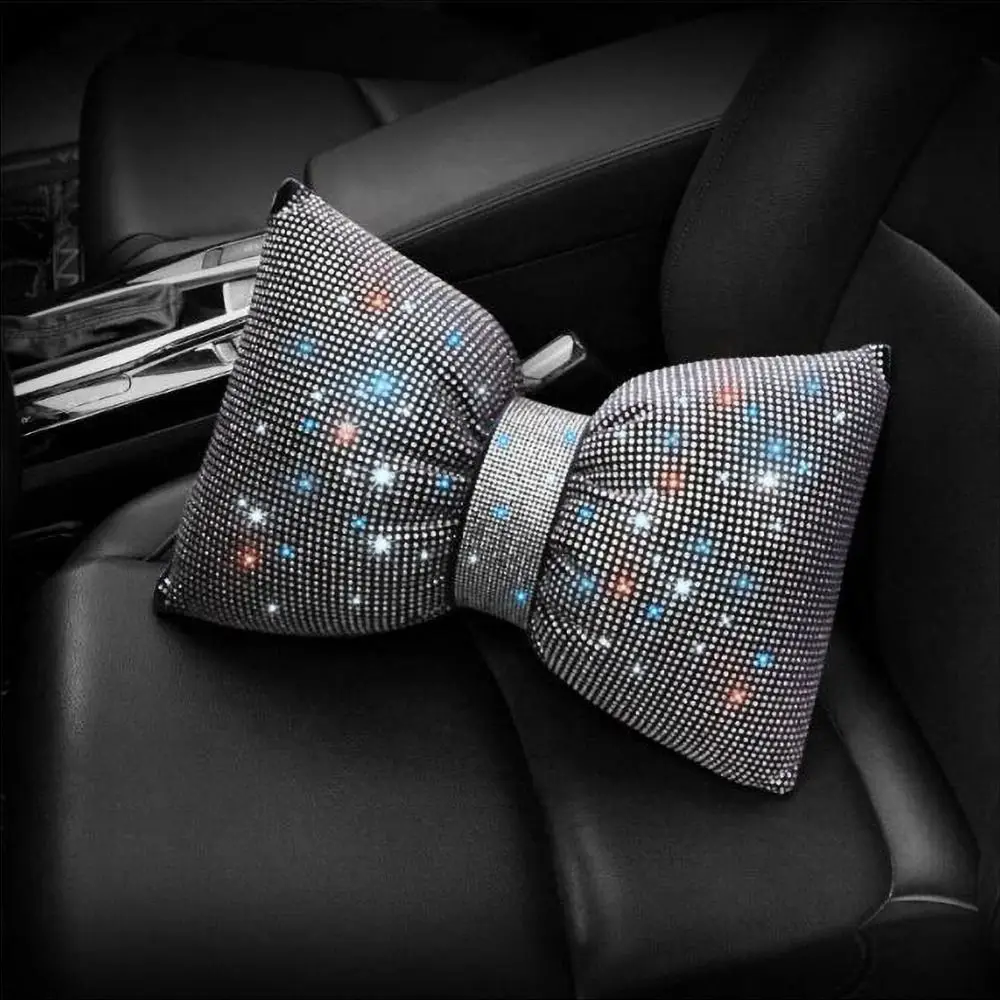 

Rhinestone Crystal Bow Car Headrest Anti-fatigue Bling Crystal Bowknot Car Neck Pillow Neck Rest Protective Neck