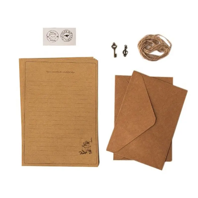 

A46M-12 Pcs Vintage Kraft Paper Writing Paper European Style Paper For Letter Writing Letter Paper Stationery