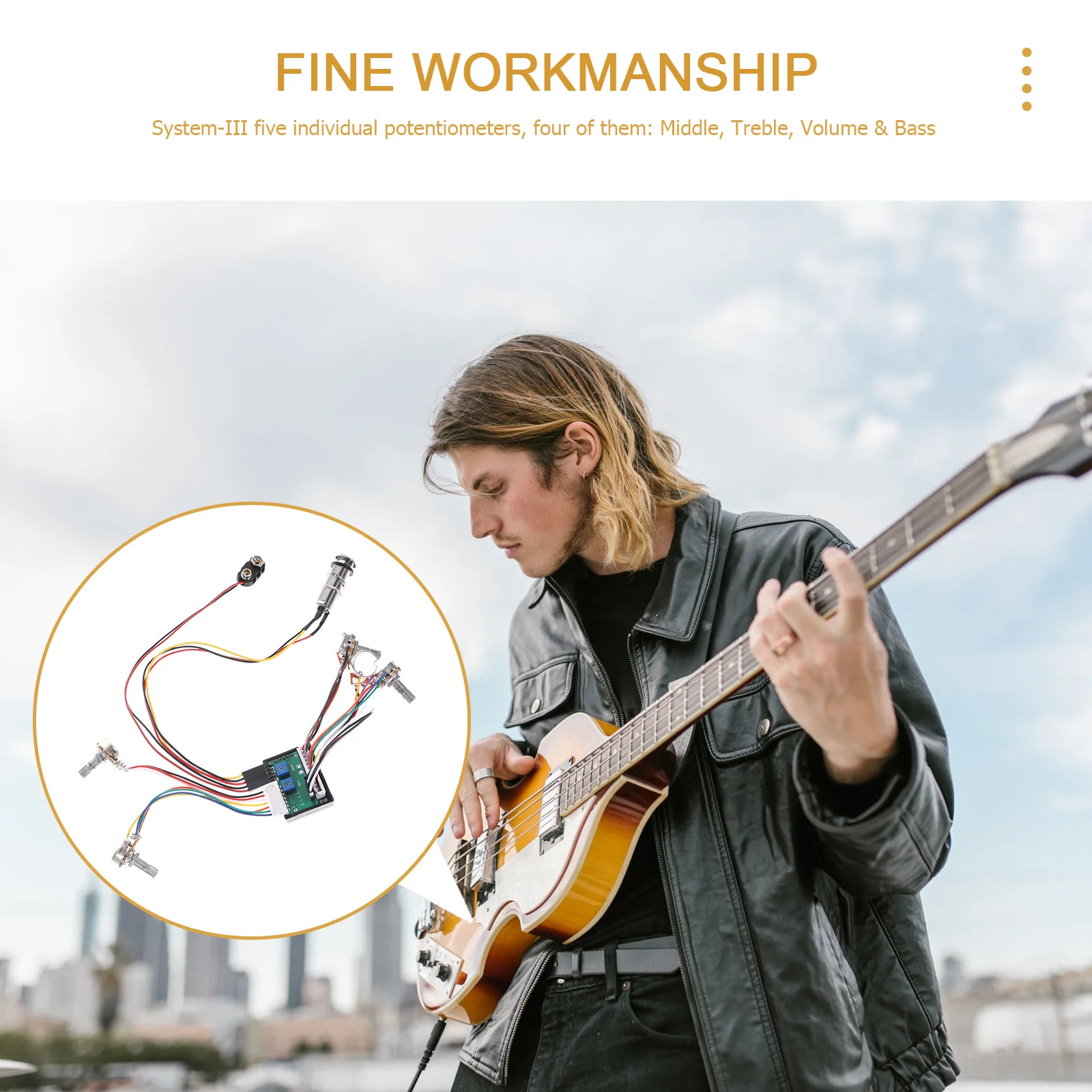 

1Set 3-Band Amplifier Circuit Active Eq Preamp Bass Guitar Tone Control Wiring Harness for Electric Guitar Piezo Pickup