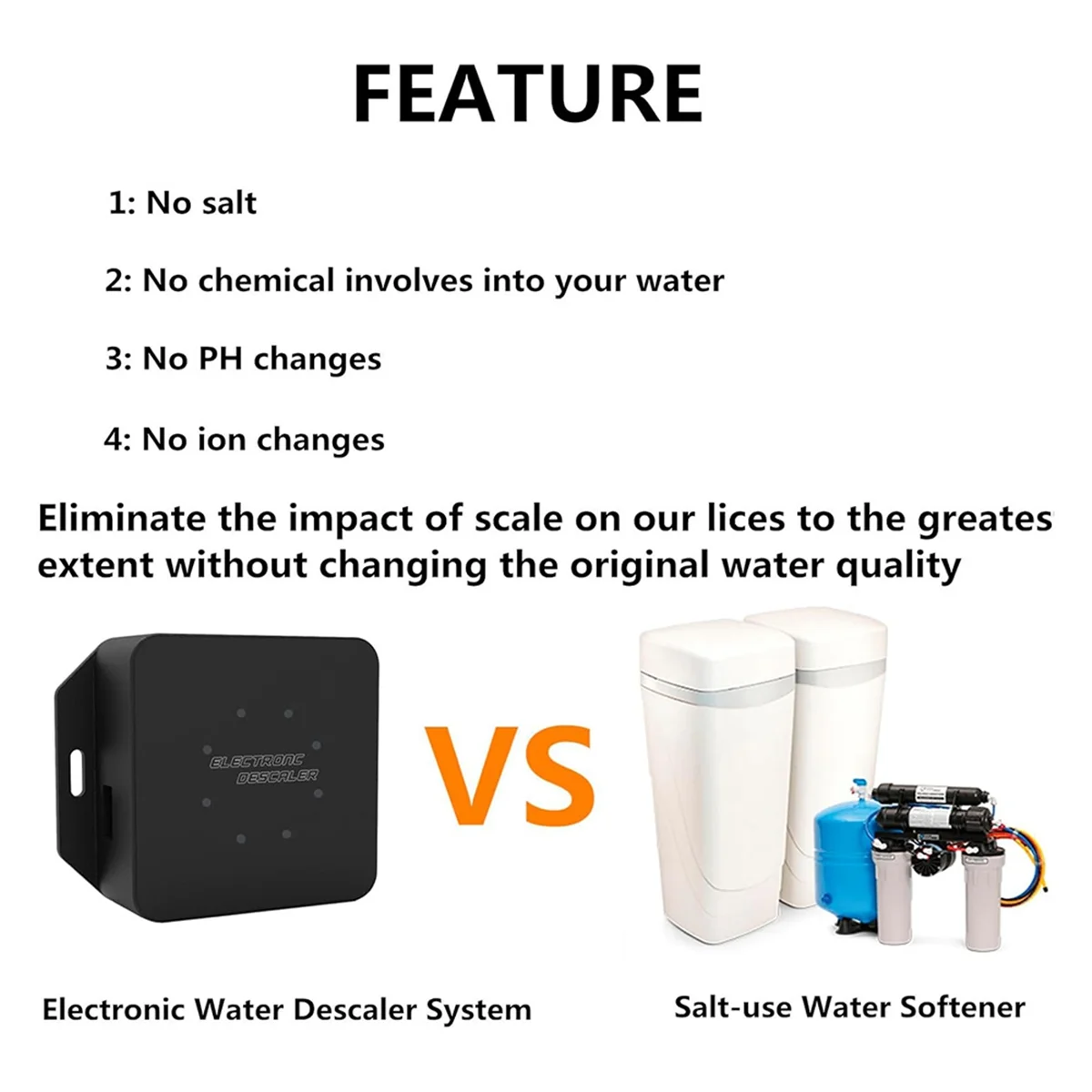 A002 Electronic Water Descaler System Alternative Salt Free Water Softener for Whole House Reduces Limescale EU Plug