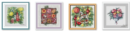 Cross stitch set, hand-embroidered on both sides with DMC embroidery thread, Christmas tree and rocking horse 31-30