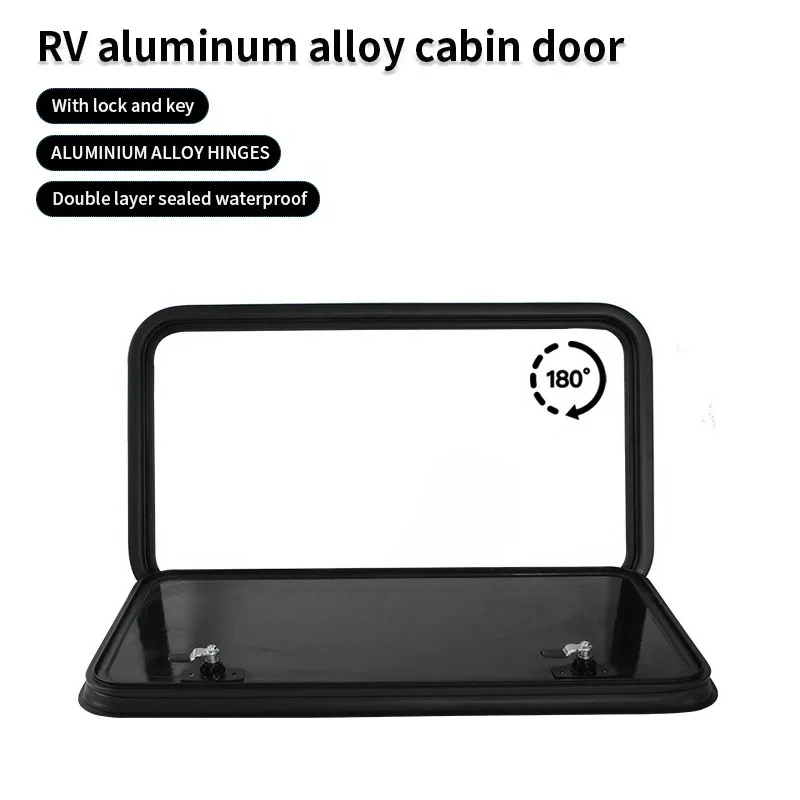 800*450mm UV Resistant Aluminum Alloy RV Luggage Hatch Door Black Water-Proof Lockable Long Lasting Caravan Accessory,Custom
