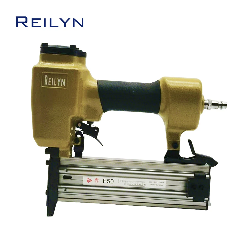 Reilyn 18GA Air Brad Nailer F50 Pneumatic Framing Stapler 20-50mm for Furniture Upholstery Industrial Woodworking