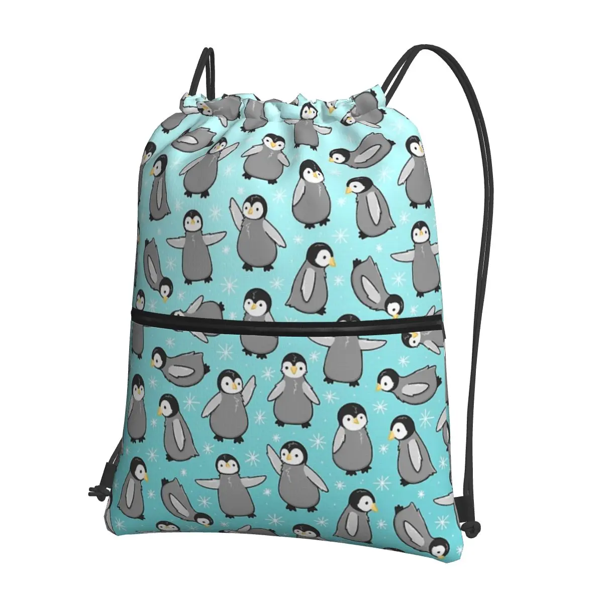 Pinguim Chicks Mochilas Portáteis, Drawstring Bag, Bundle Pocket, Diversos Sacos, Estudantes da escola, Moda