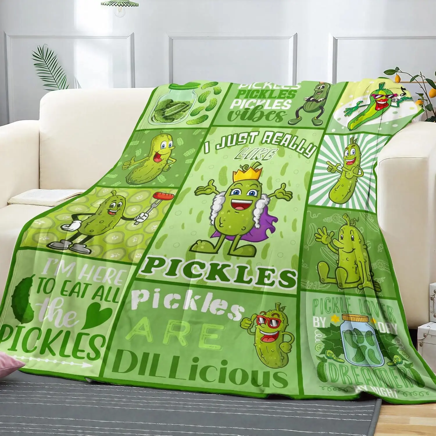 Manta de pepinillos Aipon, regalos para amantes de pepinillos,manta ligera y acogedora suave verde f