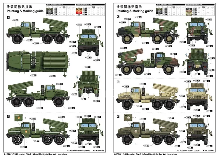 Trumpeter 1/35 01028 BM-21 Grad lanceur de fusée Multiple militaire assemblage échelle modèle Kit bricolage jouet, Collection cadeau d'anniversaire