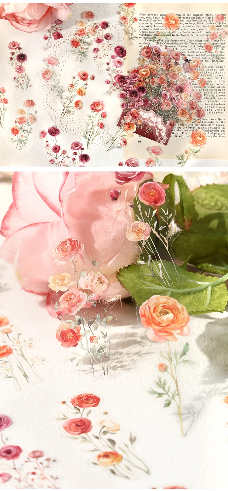 30 teile/paket Vintage Blumen PET Aufkleber DIY Dekorative Junk Journal Aufkleber Für Sammelalbum Label Tagebuch Album Planer – Detail 11