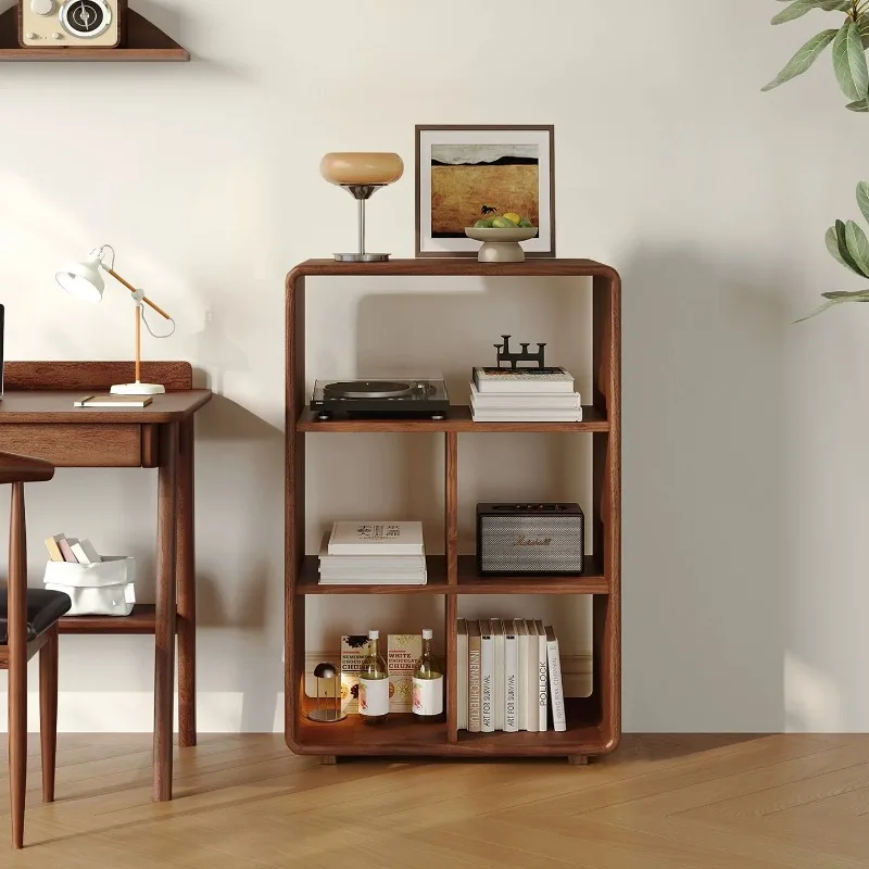 Mid Century Wooden Bookshelf Display Magazine Brown Ground Bookshelf Collector Narrow Libreria Scaffale Living Room Furniture