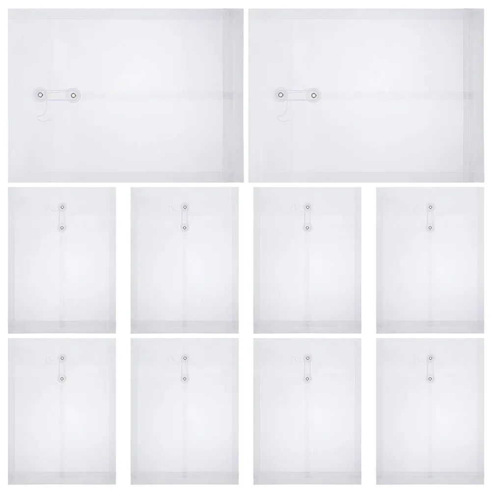 

12pcs Pockets A4 Clear File Storage Bags Lightweight Document Folders For School Office Home Reinforced Rope Closure Transparent
