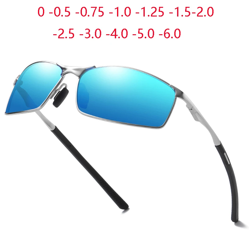 Anti-Glare Square Myopia Sunglasses Men Polarized Fashion Metal Driving Prescription Sun Glasses For Male 0 -0.5 -0.75 To -6.0