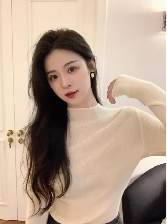 

Women's Slim Fit Long Sleeve Base Shirt Half High Collar Inner Wear Thin Knitted Sweater Soft Warm T-Shirt Casual Daily Top