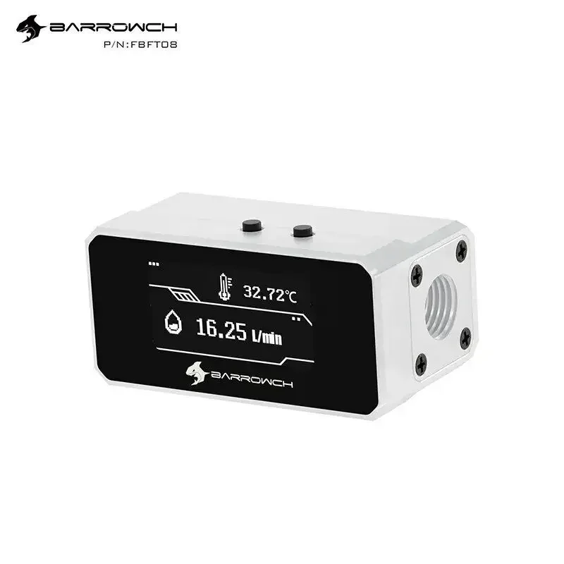 BARROWCH FBFT08 Computer Watercooler Thermometer / OLED Flow Meter Monitor,Intellect ADJ. Monitoring Alarm G1/4