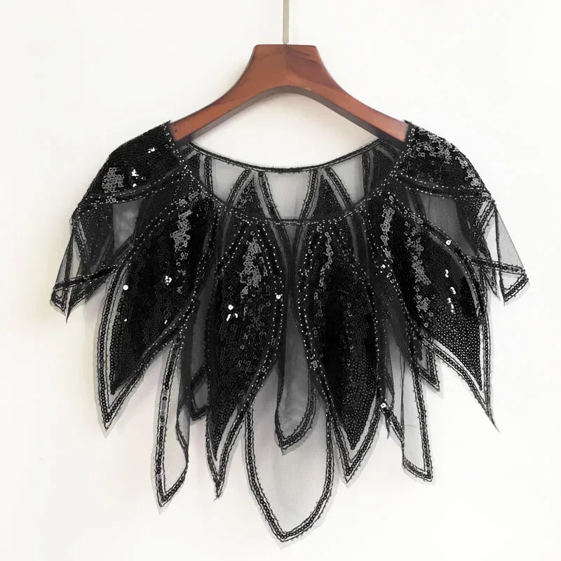 Châle à franges évasées pour femmes, écharpes des années 1920, couverture de fête, cape perlée à paillettes, écharpe en maille vintage, enveloppes, capes
