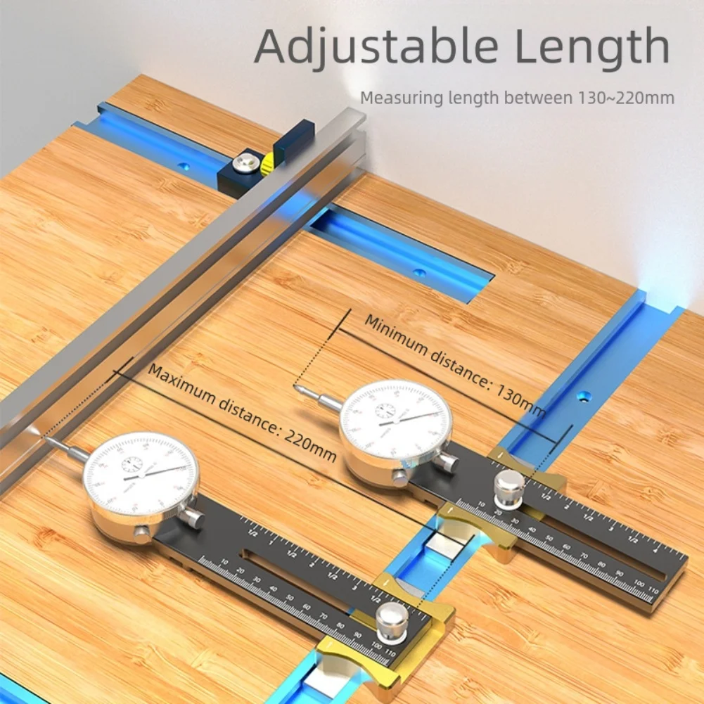 

Table saw dial indicator for blade alignment and precise workshop machine calibration with shock resistant design