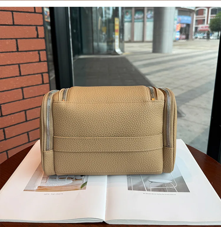 Echtes Leder Unisex Hängende Kosmetiktasche Reise Große Kapazität Multifunktionale Premium Toilettenartikel-Aufbewahrungstasche Tragbar – Detail 20