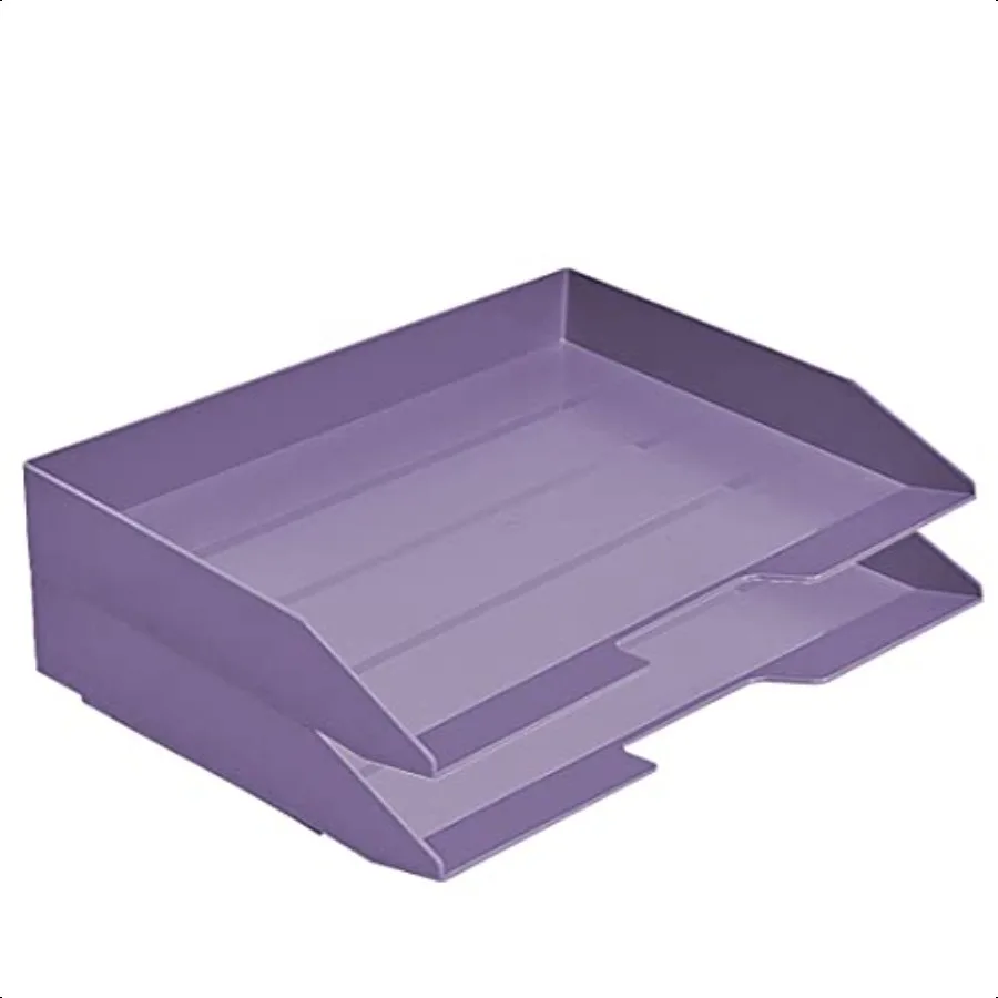 

Acrimet Stackable Letter Tray 2 Tier Side Load Plastic Desktop File Organizer Solid Purple Color
