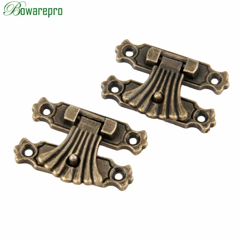 bowarepro Antique Bronze Hasps Jewelry Wooden Box Case Toggle Hasp Latch Vintage Hardware Furniture Accessories+Screws 37*27mm*2