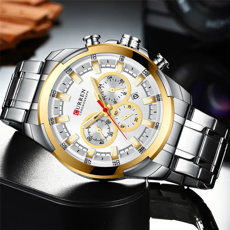 CURREN 8361 Brand Large Dial Men's Quartz Wristwatches Business Waterproof Date Luminous Classic Quartz Watch For Men