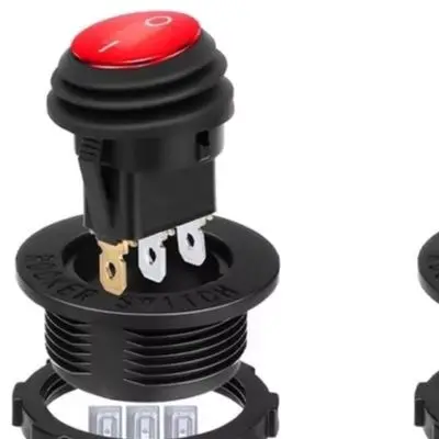 12V Waterproof Round Rocker Switch SPST ONOFF with Blue LED Indicator and Pre-Soldered Leads for Quick Electrical Integration