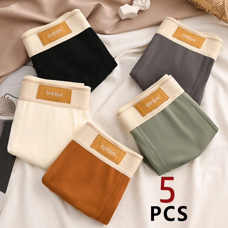 Epligg 5Pcs Men Underwear Pure Cotton Hombre Panties Man Breathable Underpants Sexy Sports Comfort Male Boxers L-4XL