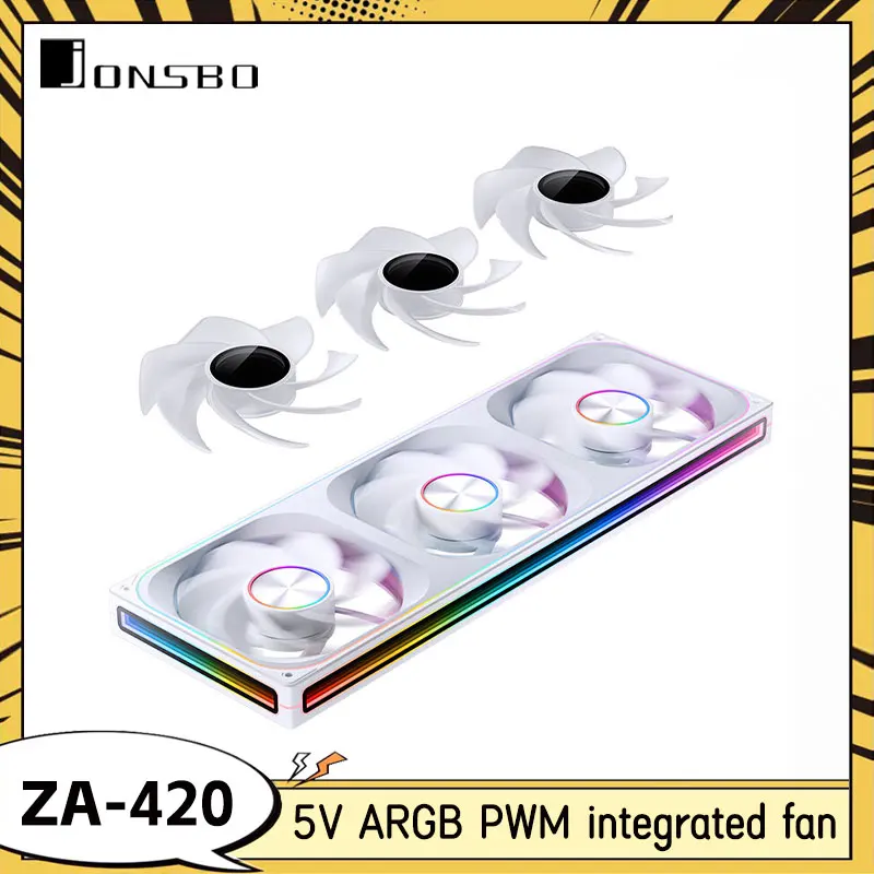 

JONSBO ZA-140/420 Корпусный вентилятор 5 В ARGB PWM Интегрированная установка 14 см Низкий уровень шума Охлаждающий вентилятор корпуса настольного компьютера Белый/Черный