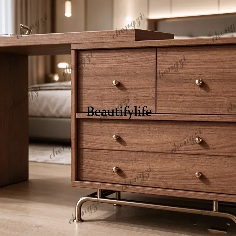 Mid Century Nordic Vanity Table Floating Slim Design Vintage Vanity Table Trendy Aesthetic Makyaj Masası Dressers For Bedroom