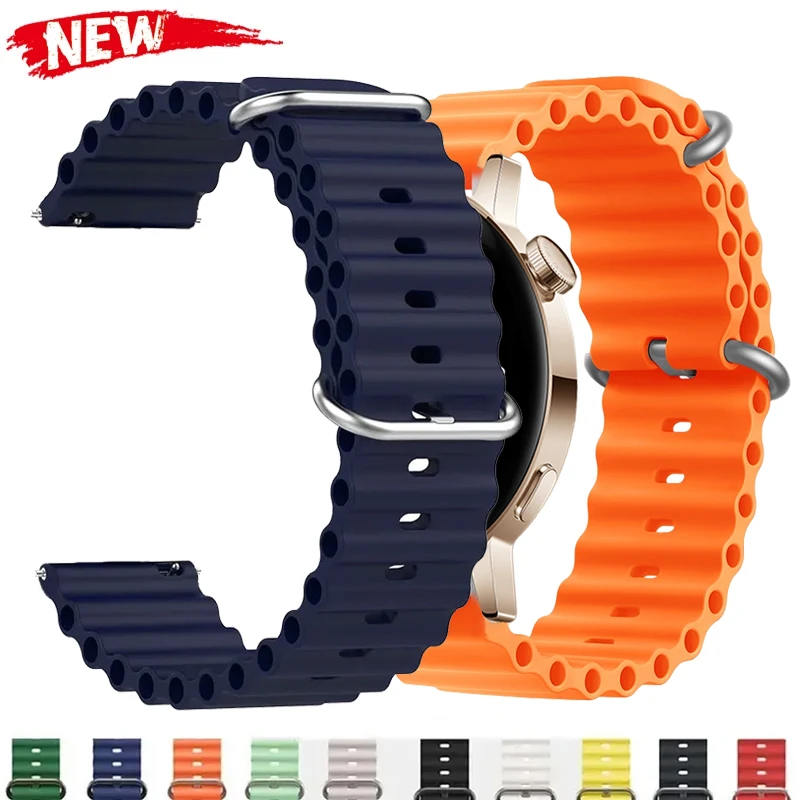 

Ocean band For For TicWatch E3 E2 Pro 3 Ultra S2 Pro X GTW 2021 Watch Strap Soort Silicone 22mm 20mm Smartwatch Bracelets Correa