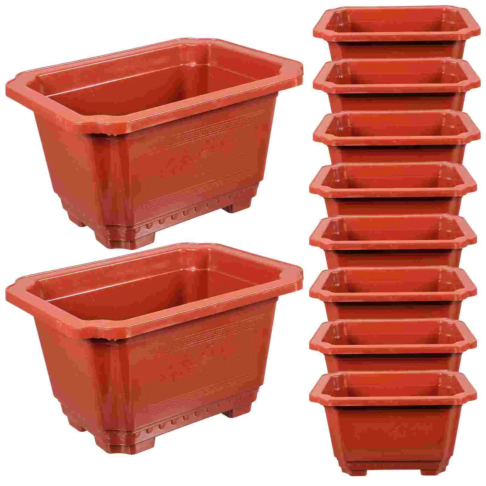 

10 Pcs Flowerpot Bonsai Plastic Planting Pots Outdoor Indoor Household Rectangle