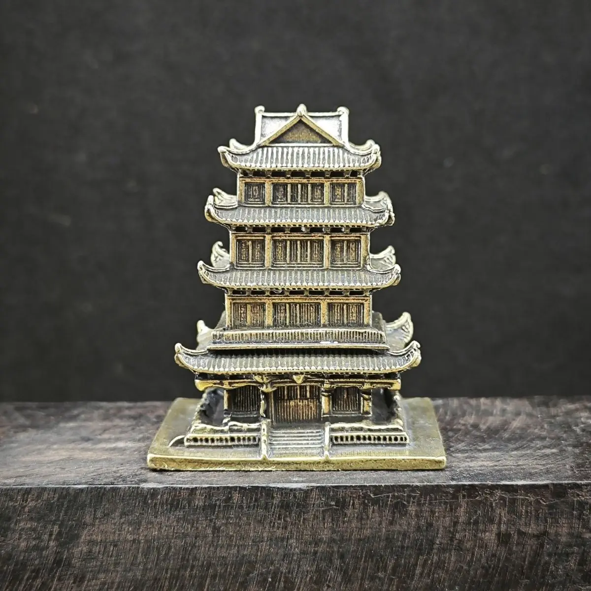Brass Tengwang Pavilion Ancient Style Retro Architectural Model Cultural and Creative Micro Desktop Decoration Craft Ornament