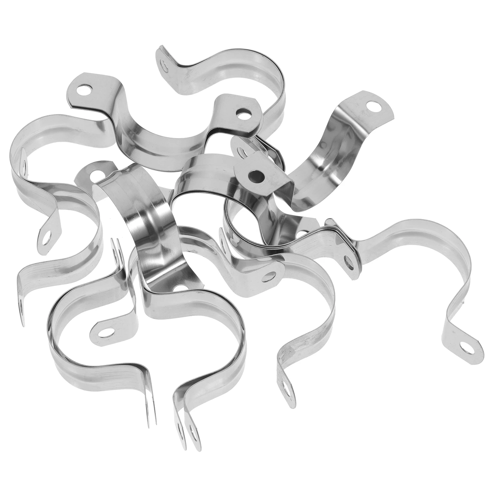 

20pcs Stainless Steel Pipe Clamps Mounting Brackets Saddle U Shape Double Hole Hose Tension Clamps Lightweight Durable Anti Wear