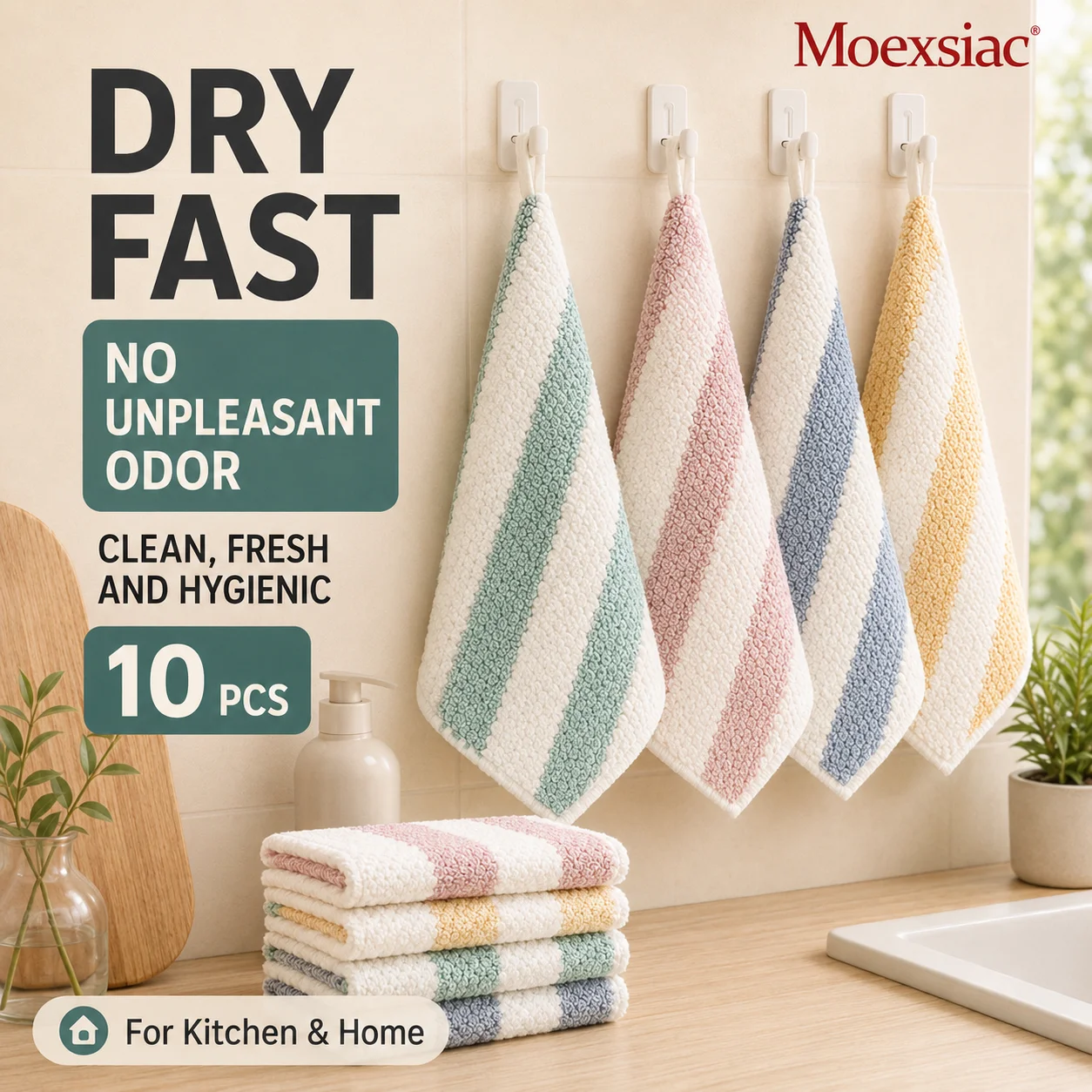 Double Sided Coral Fleece Kitchen Cleaning Cloths Absorbent Reusable Dish Towels Non stick Oil Cleaning Rags For Home Kitchen