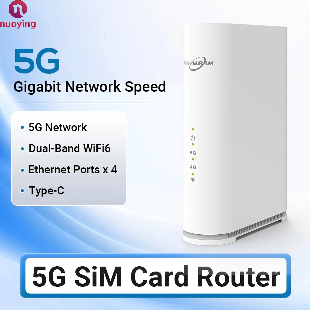 Routeur NUOIYING WiFi 6 5G CPE AX1800, modem sans fil avec emplacement pour carte SIM, interfaces réseau multiples et antennes intégrées