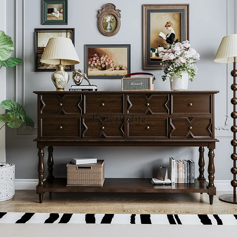 

ls 42American retro solid wood entrance door, living room partition, storage, storage side cabinet