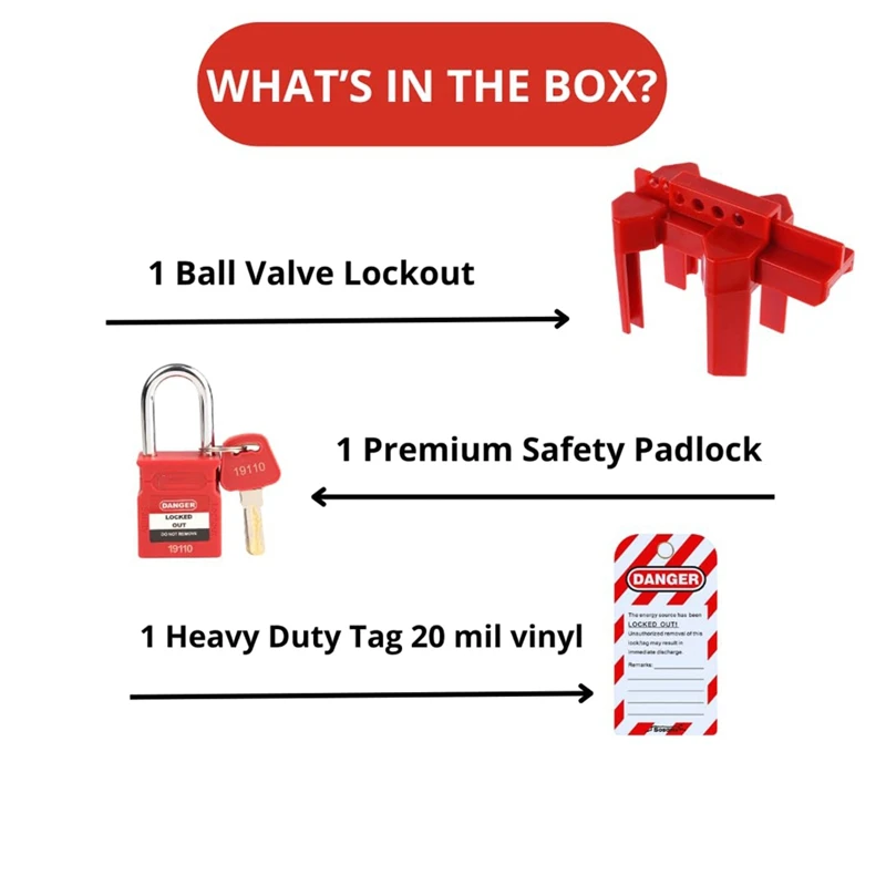AB15-Ball Valve Lockout With Padlock For 1/2In-2-1/2In Outside Diameter Pipe - Design Prevents Accidental Activation