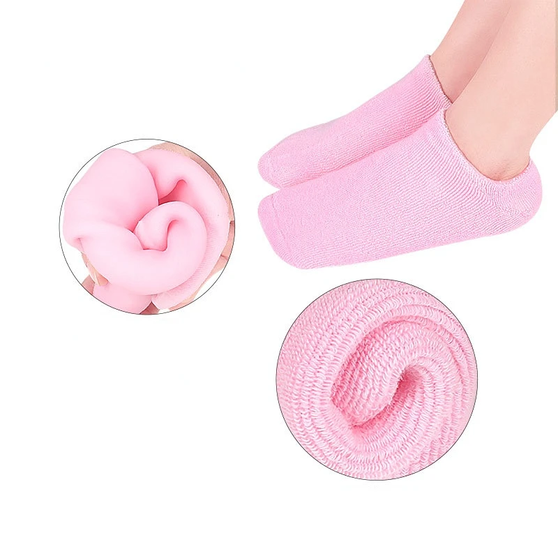 1Pair Reusable Spa Gel Socks & Gloves Moisturizing Whitening Exfoliating Velvet Smooth Beauty Hand Foot Care Silicone Socks