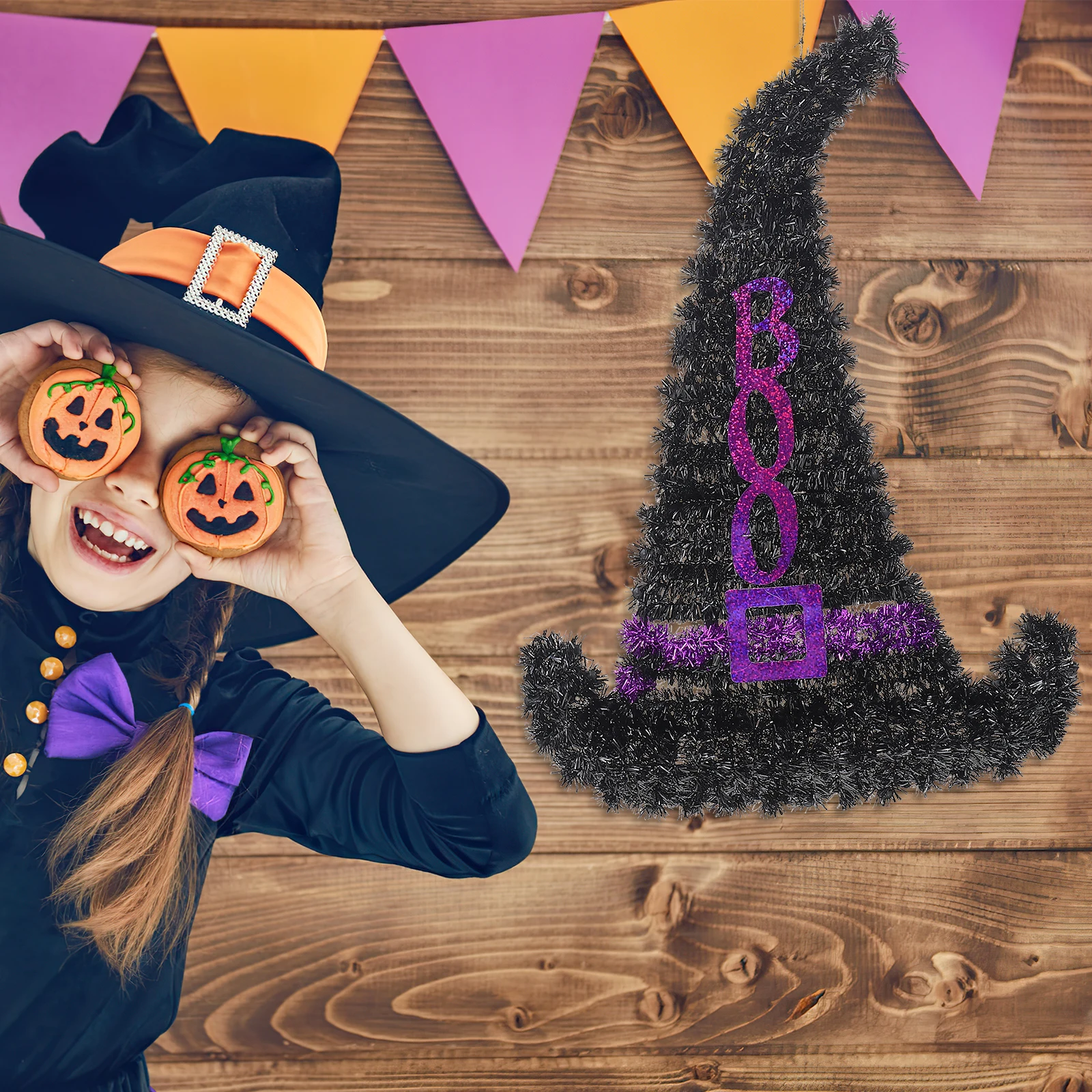 

Wicked Witches Hat nament Decor Black Child Halloween Wall Hangings Plastic Safe Quality Witch Shape Party Photo Prop