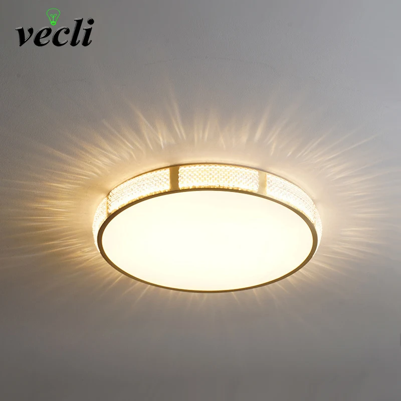 ضوء سقف LED فاخر من النحاس، مستدير بسيط وحديث، إبداعي لغرفة النوم وغرفة المعيشة