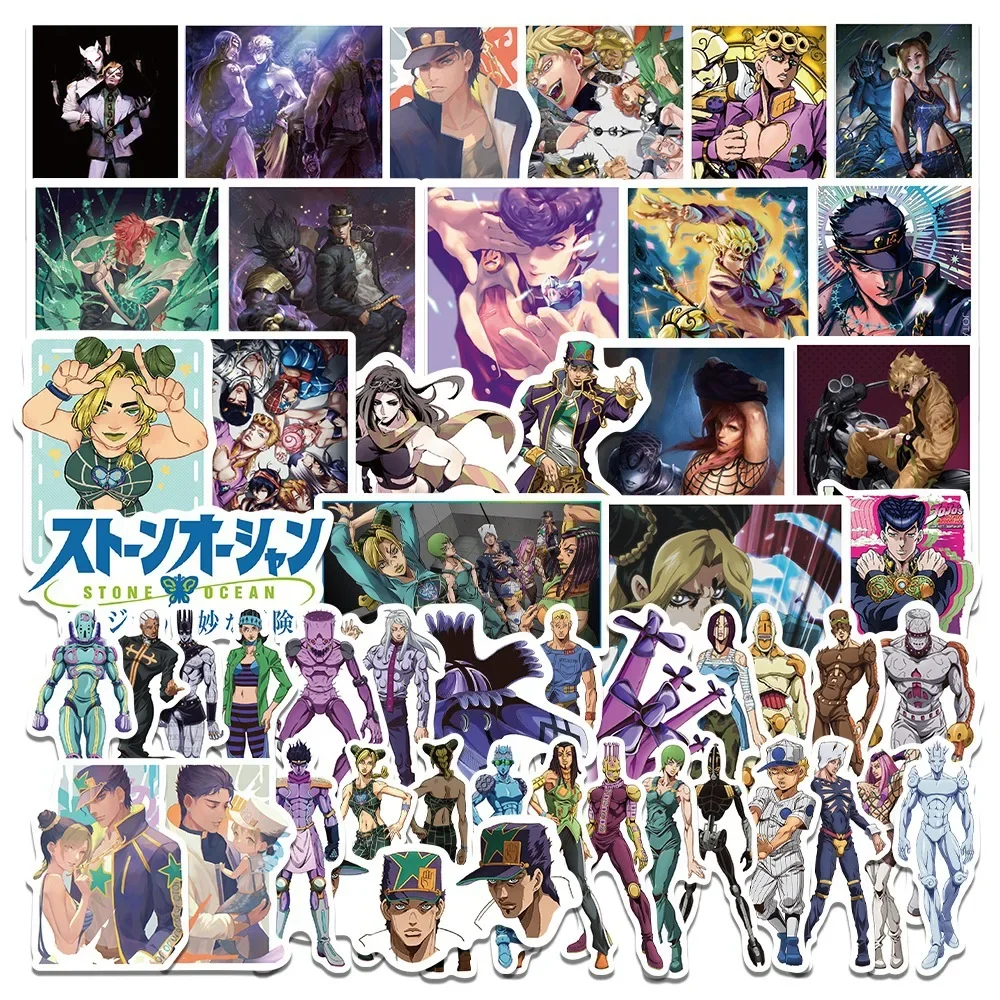 

50pcs New JOJO Bizarre Adventure Stone Ocean Anime Stickers Set of 50 for Luggage, Notebook, Skateboard, and More