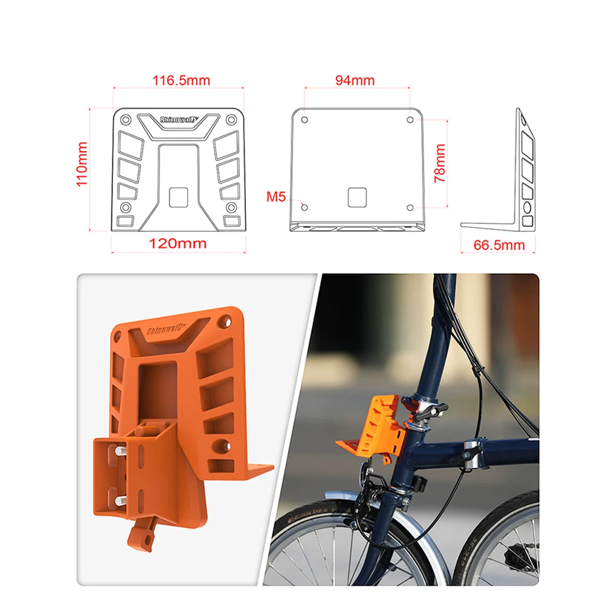 

Передняя сумка для велосипеда ABYB Rhinowalk, несущая основа для переноски блока, адаптер, держатель для сумки, черный