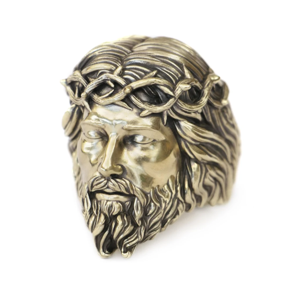 Brass Jesus Christ Ring Mens Biker Punk Adjustable Ring BR434 US Size 8~15