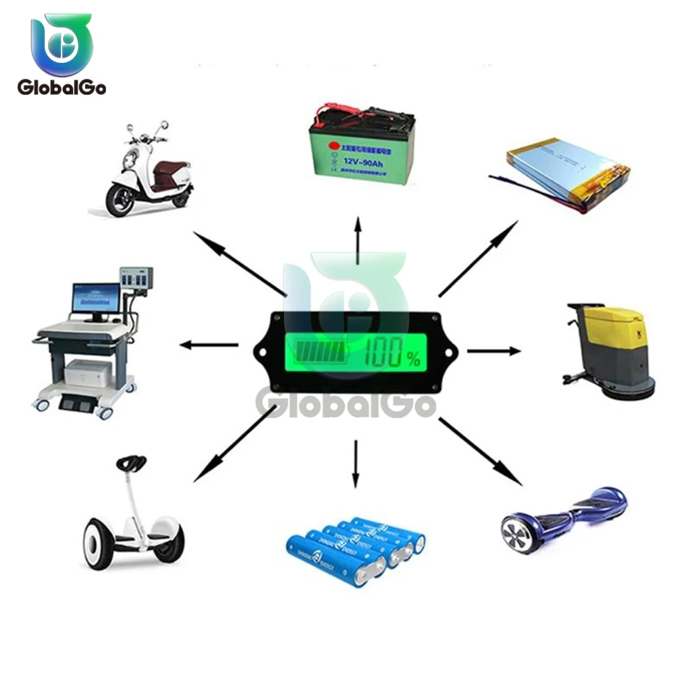 Imagem -06 - Lead Acid Lithium Battery Capacidade Indicator Led Battery Tester Indicador de Nível de Carga Teste de Detector de Nível de Potência 12v 24v 36v 48v