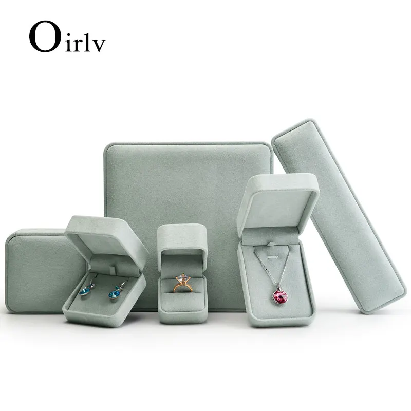 

Oirlv Grey Jewelry Boxes Wholesale Velvet Gift Box Grey Earrings Jewelry Ring Box Necklace Bracelet Gift Velvet Jewelry Boxes