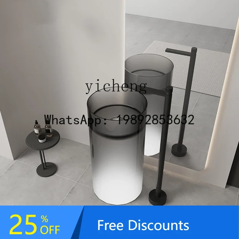 

color pure acrylic transparent resin crystal art column basin integrated floor bathroom courtyard wash basin