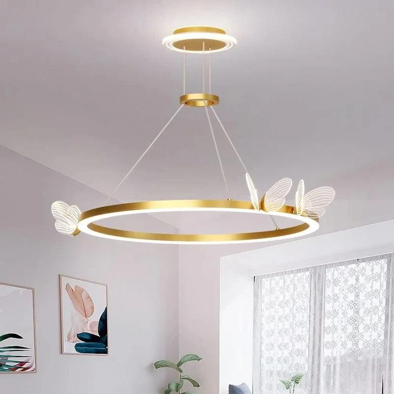 

Modern light luxury bedroom butterfly crystal chandelier Nordic simple creative LED lamp living room restaurant lighting