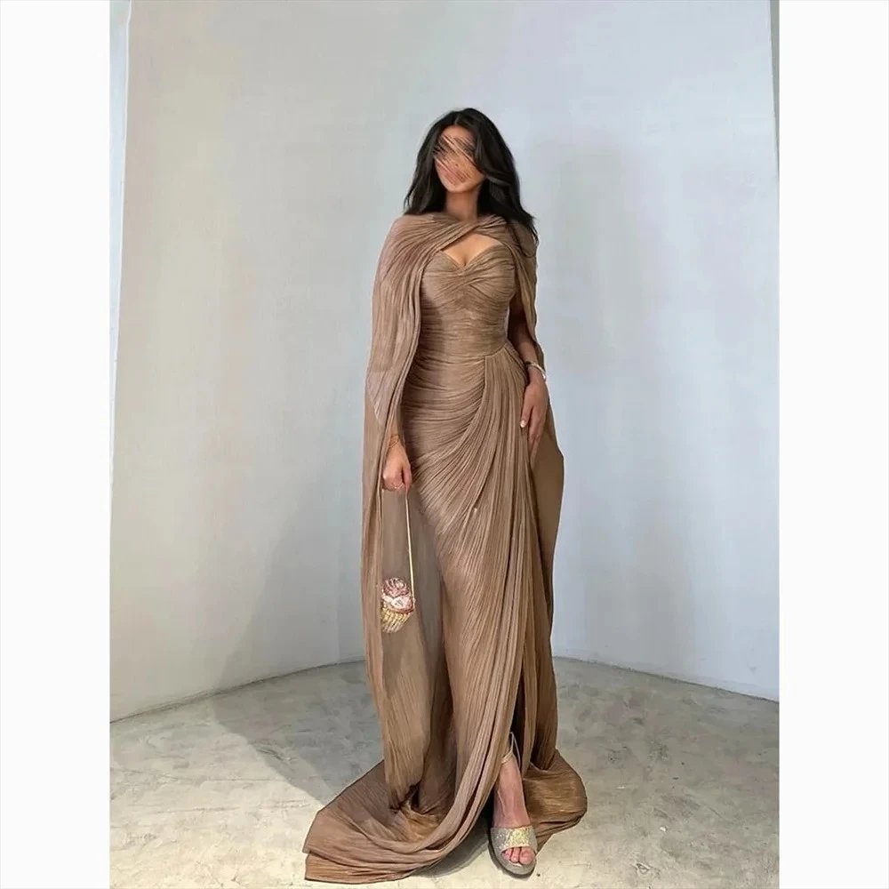 

Customized O-Neck Long Evening Dresses Elegant Formal Occasion Prom Gowns Pleat Chiffon 2025 Floor Length Prom Dresses