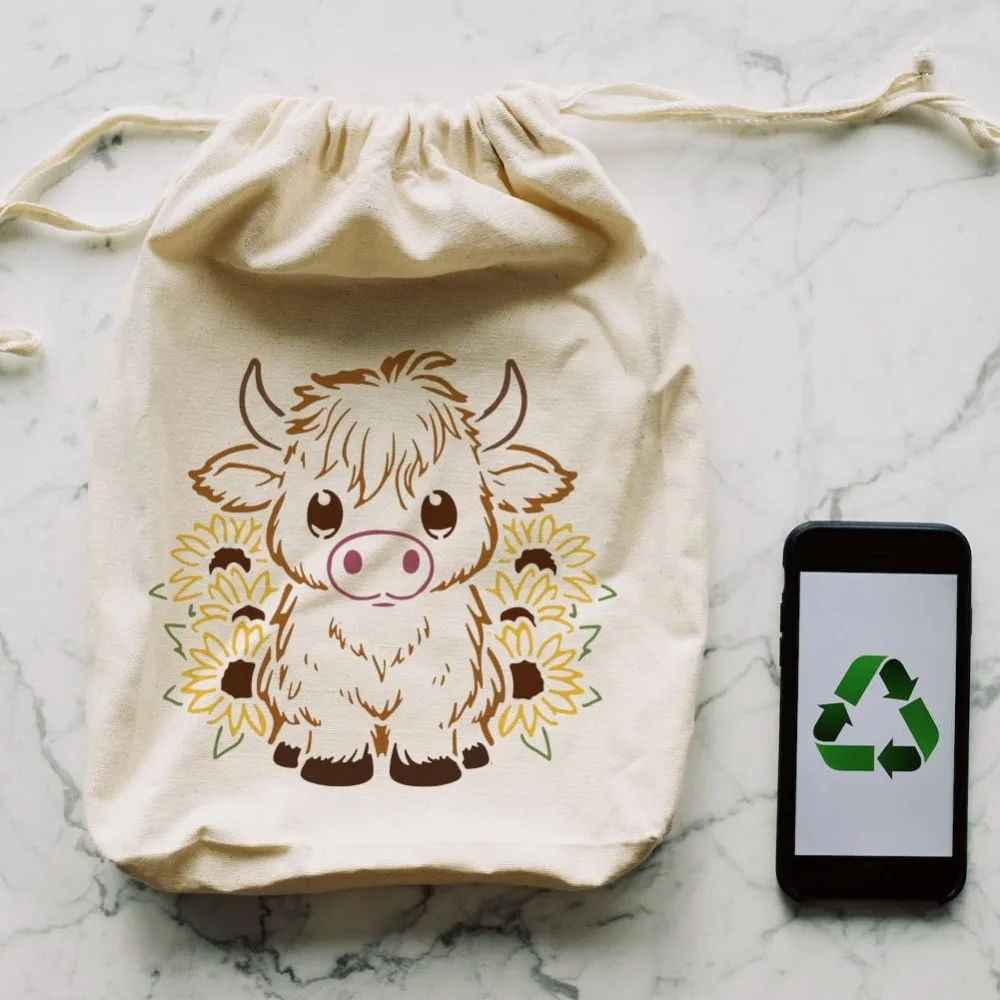 12PCS Cute Calf Painting Stencils with Paint Brush 7.9x7.9inch Flower Cow Farmhouse Drawing Templates Highland Cattle Stencils - view 6