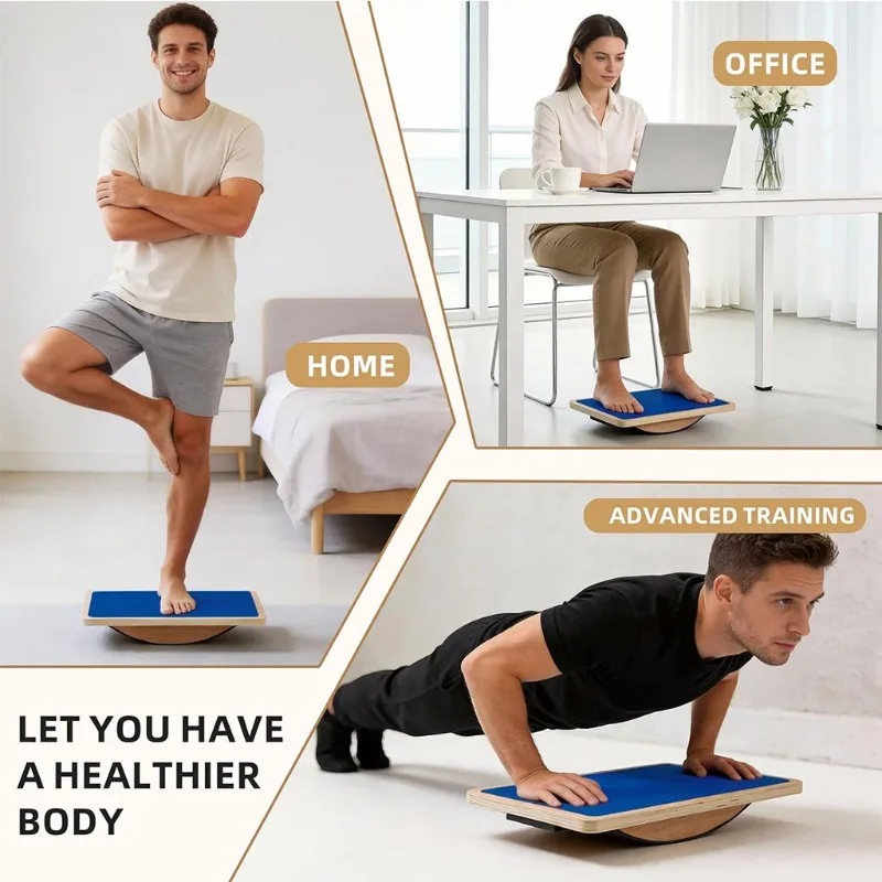 `Portable Wooden Square Balance Table Anti‑Slip Seesaw Sensory Integration Rehab Home Coordination Fitness Training Gear`
