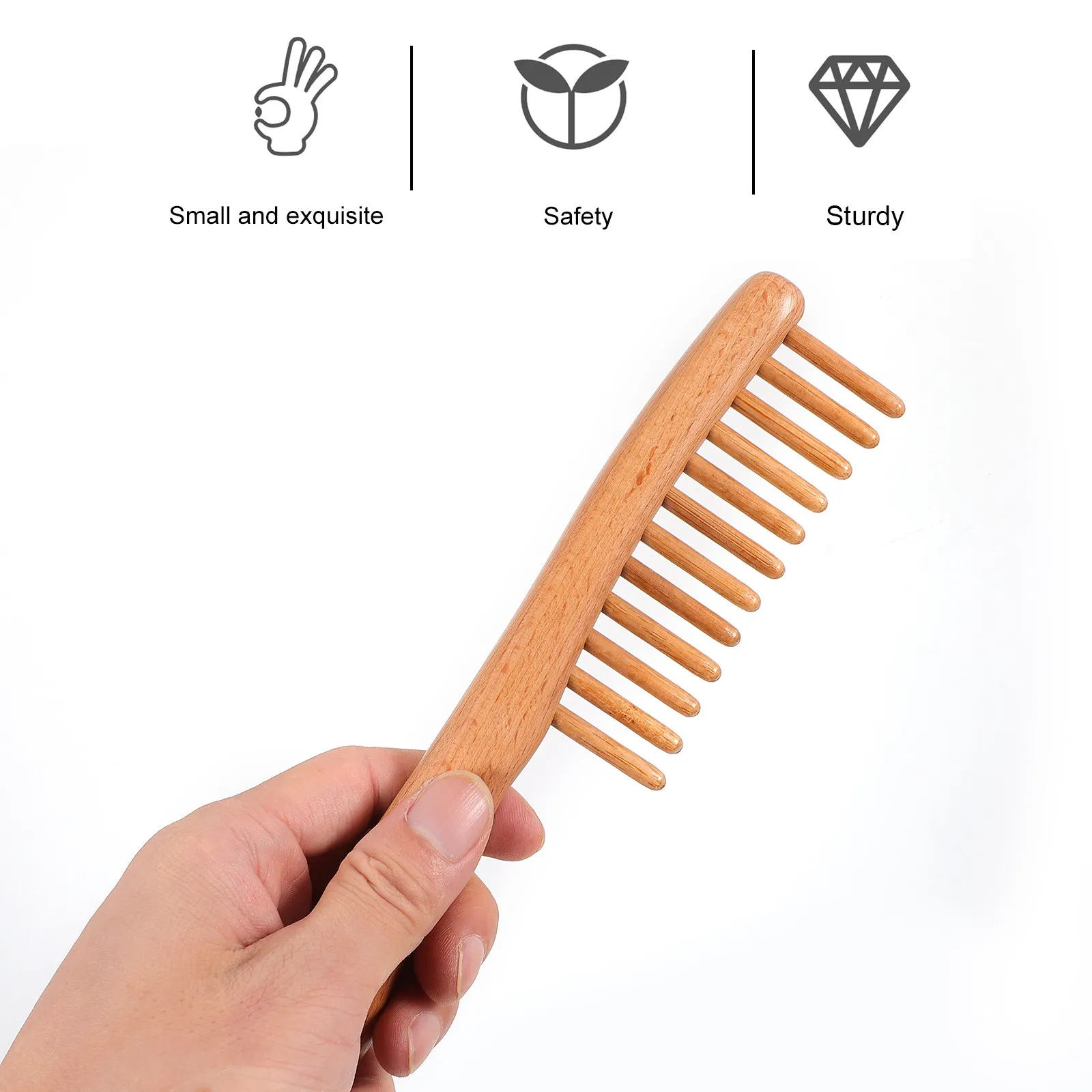 1Pcs Polished Wooden Comb Exquisite Single Row Ergonomic Design for Gentle Scalp Massage Hair Detangling Stress Relief Portable