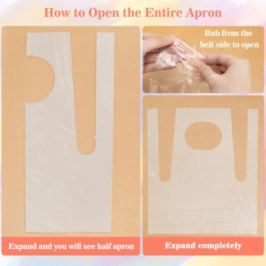 50 пластиковых одноразовых фартуков, 2,1 фута, 65 см, водонепроницаемые одноразовые фартуки с краской для художественного ремесла, живописи, приготовления пищи, нагрудники для пикника