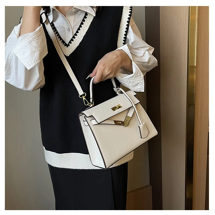 

New 2025 Retro Lychee Kelly Bag - Textured Women's Euro-American Shoulder, Fashion Crossbody Purse